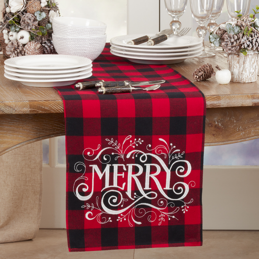 6627 - Red Buffalo Plaid Cotton Blend Merry Table Runner