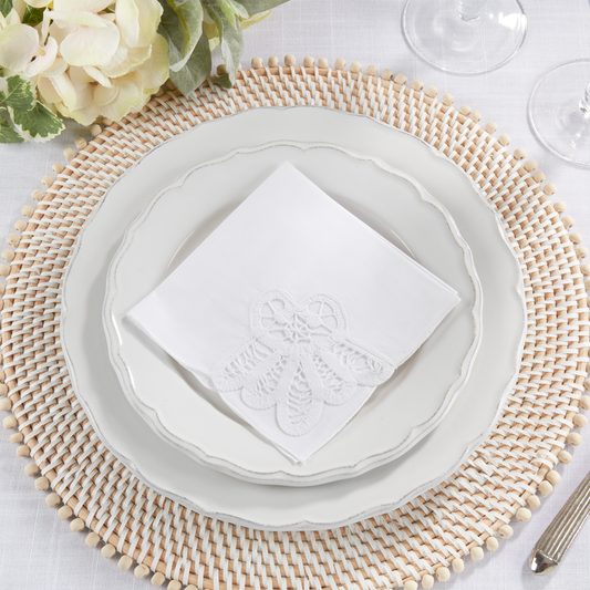 0356 - White Battenberg Cotton 12" Cloth Napkin