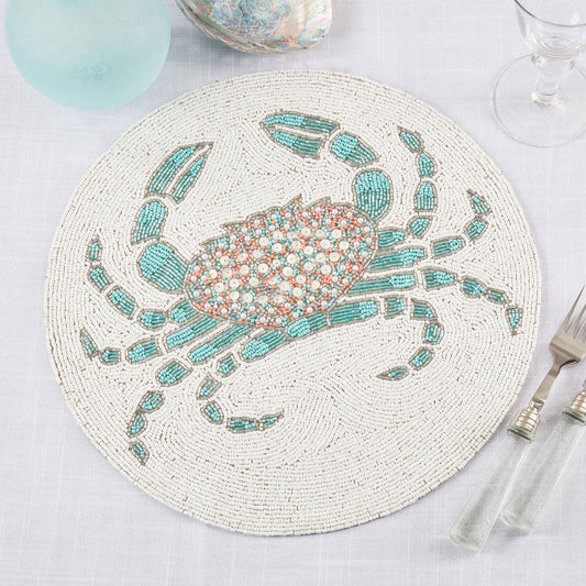 3323 - Coastal Crab Beaded 15" Round Placemat