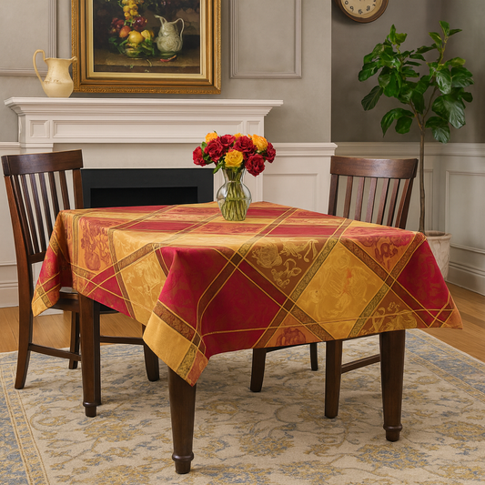 6702 - Jacquard Cotton Blend Thanksgiving Tablecloth