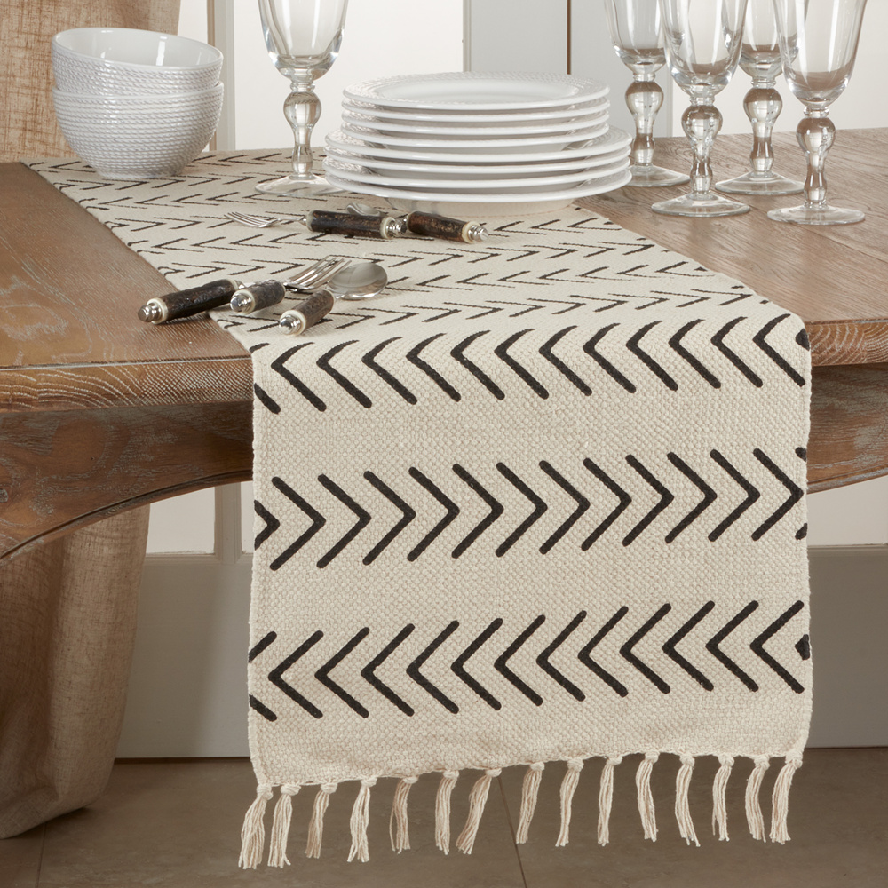 1603 - Chevron Natural Cotton 16"x72" Table Runner