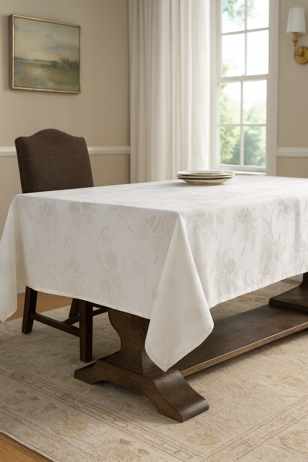 3075 - Ivory Royal De Noel Jacquard Tablecloth