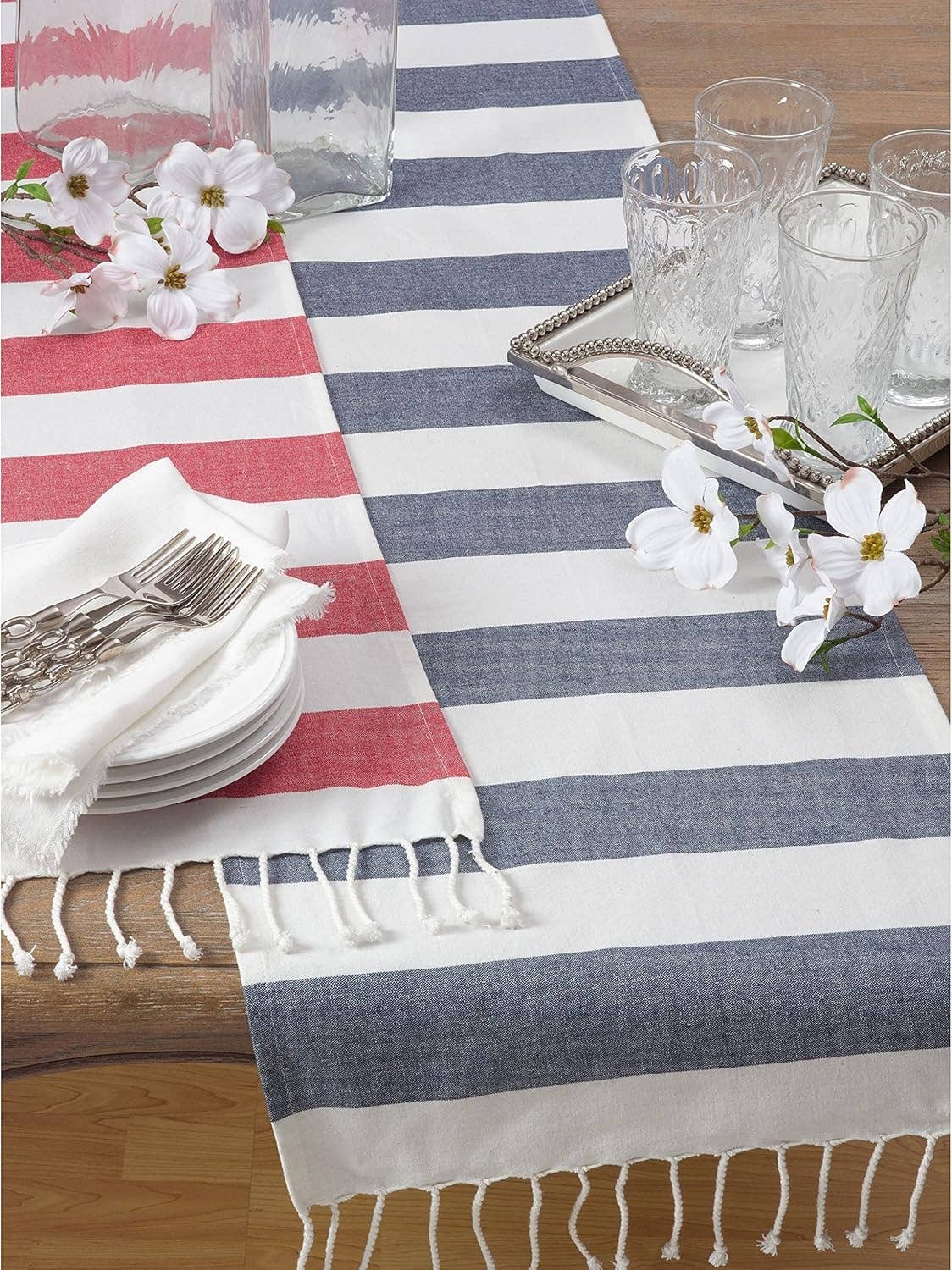 2616 - Two-tone Nautical Striped Cotton 16"X72" Table Runner