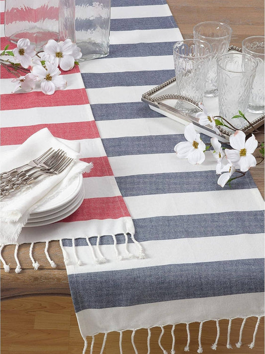 2616 - Two-tone Nautical Striped Cotton 16"X72" Table Runner