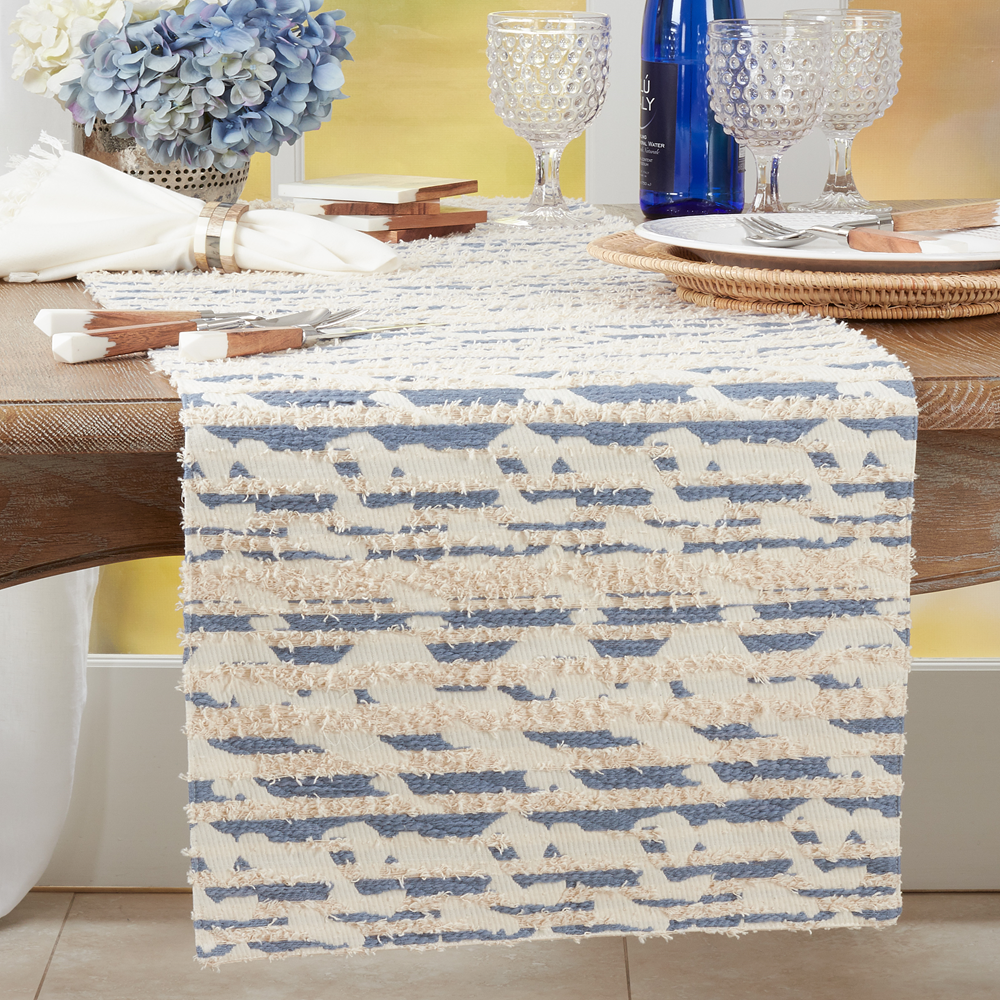 2200 - Blue Textured Cotton 16"X72" Table Runner