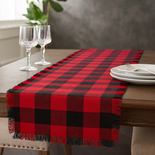 9026 - Red and Black Buffalo Plaid Cotton 16"x72" Table Runner