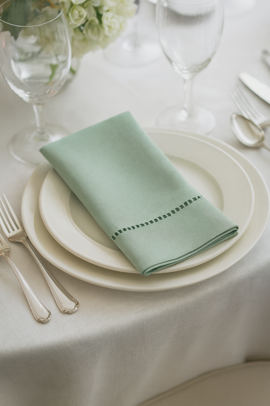 7300 - Valspar Icy Blue Hemstitch 18" Cloth Dinner Napkin