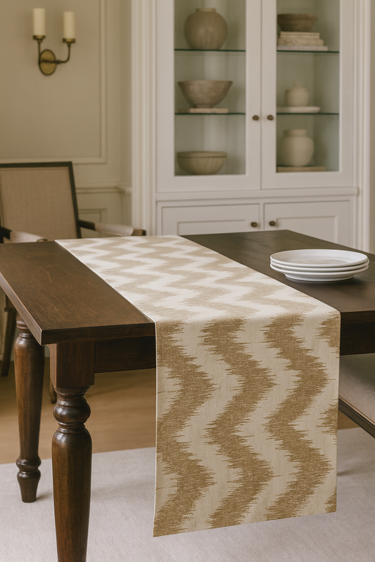 1032 - Natural Wavy Design Cotton 16x72 Inch Table Runner