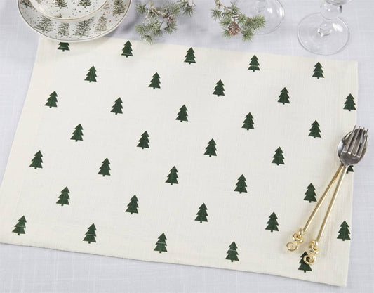 502 - Green Christmas Ivory Cotton 14X20 Placemat