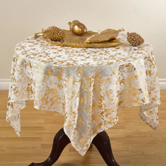 1385 - Metallic Gold Foil Print 52" Square Tablecloth