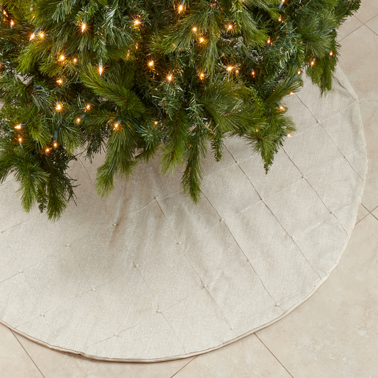 9622 - Diamond Stitched Natural Christmas Tree Skirt