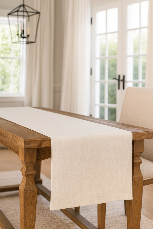 731NH - Solid Plain Linen Blend Table Runner