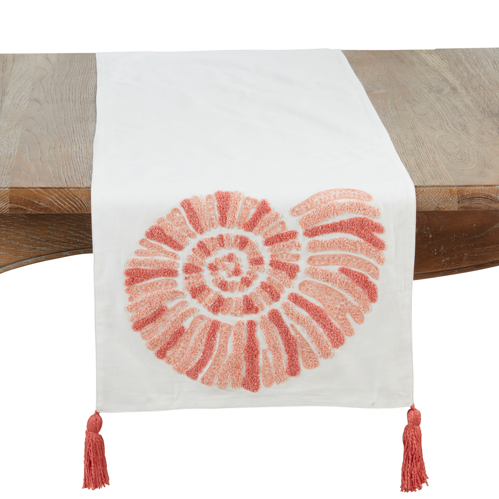 8305 - Embroidered Seashell Cotton Table Runner