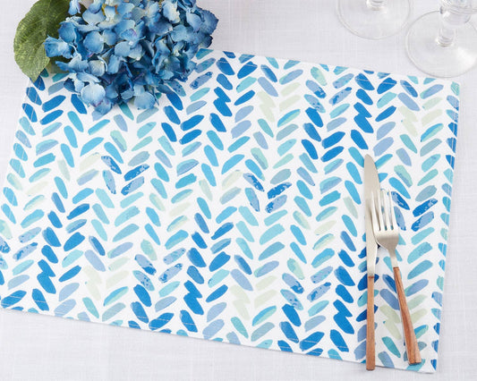 6555 - Blue Watercolor Chevron 13"X19" Placemat
