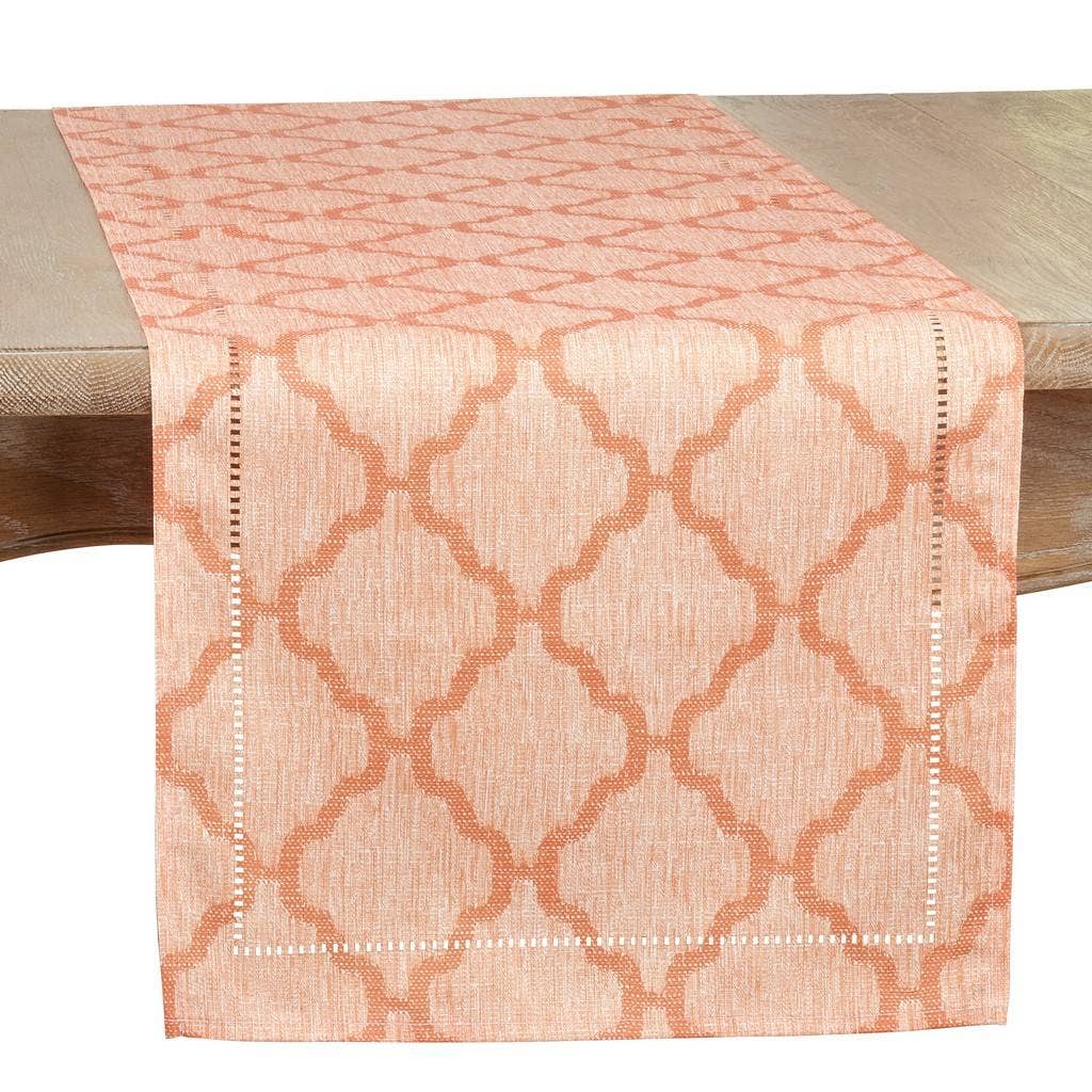 6718 - Orange Moroccan Laser-Cut Hemstitch Table Runner