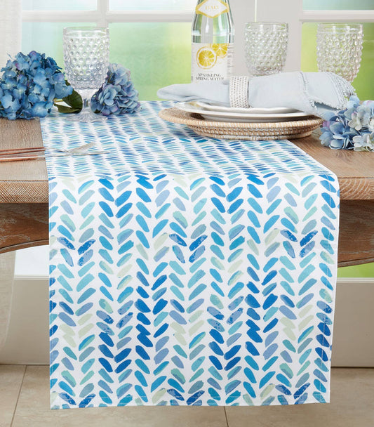 6555 - Blue Watercolor Chevron Table Runner