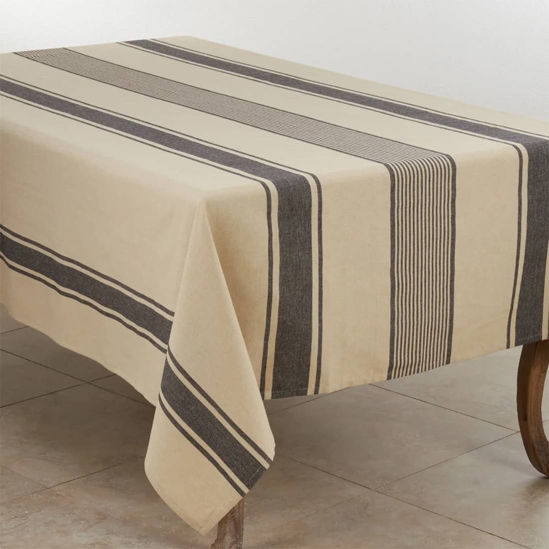 3011 - Rustic Banded Cotton Tablecloth