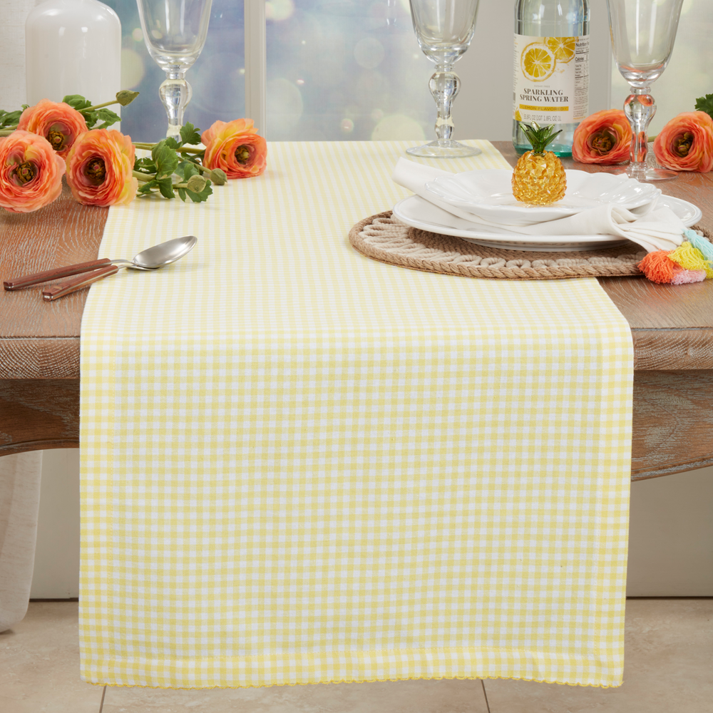 9201 - Yellow Gingham 16"X72" Cotton Table Runner