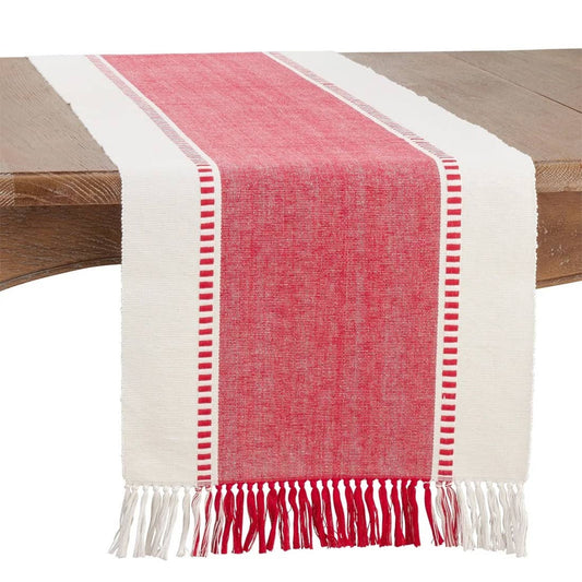 784 - Red Stripe Cotton 16"x72" Table Runner