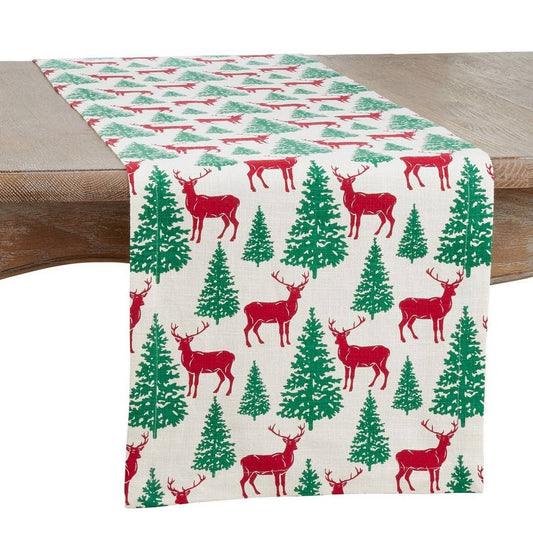 888 - Deer and Trees Cotton Table Runner