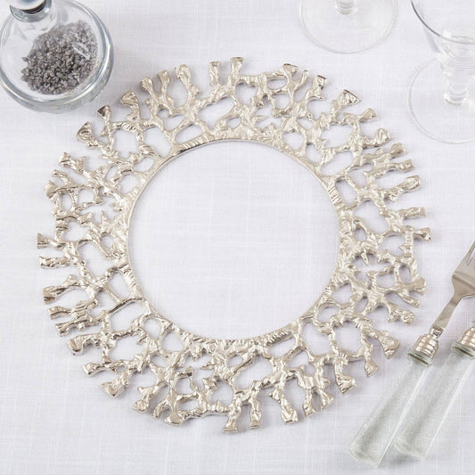 CH970 - Silver Coral Rim Aluminum 13" Round Charger Plate