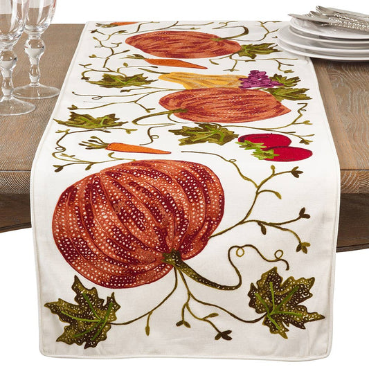 510 - Embroidered Pumpkin Cotton 16"x72" Table Runner