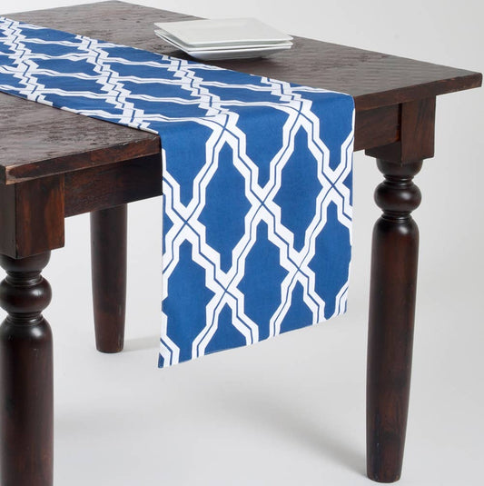 814 - Navy-White Moroccan Cotton 16x72 Inch Table Runner