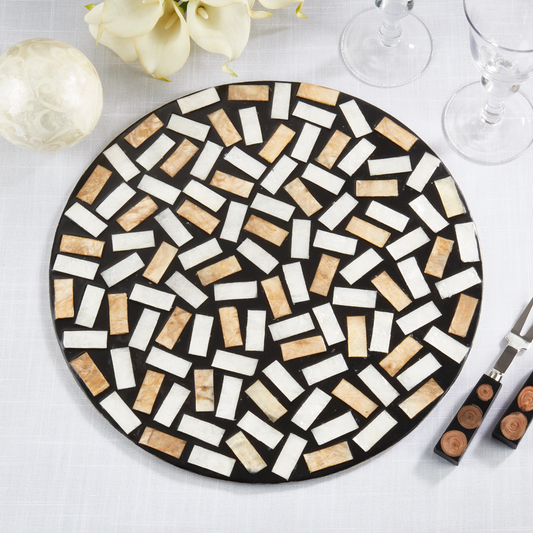 2407 - Black Fragments Capiz 15" Placemat
