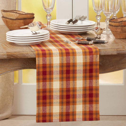 1910 - Rust Plaid Cotton 13X72 Table Runner