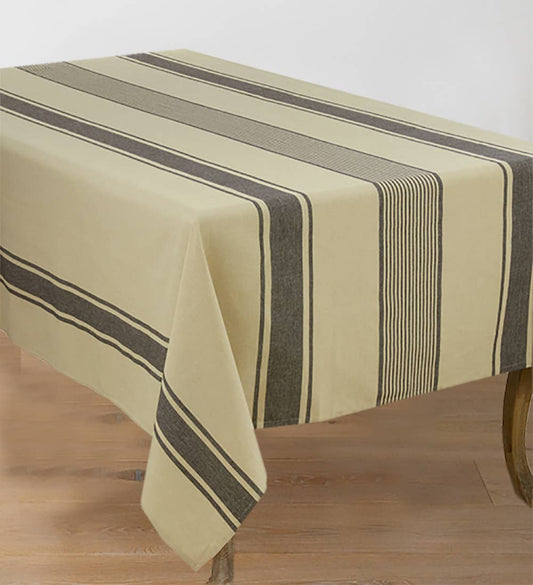 3011 - Striped Natural Cotton 72" Square Tablecloth
