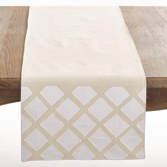 022 - Appliqué Contemporary Cotton 16X72 Inch Table Runner