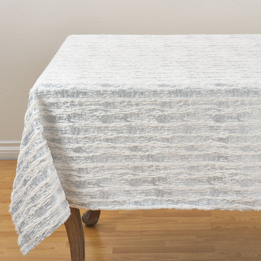 2323 - Silver Foil Print Faux Fur 60" Square Tablecloth