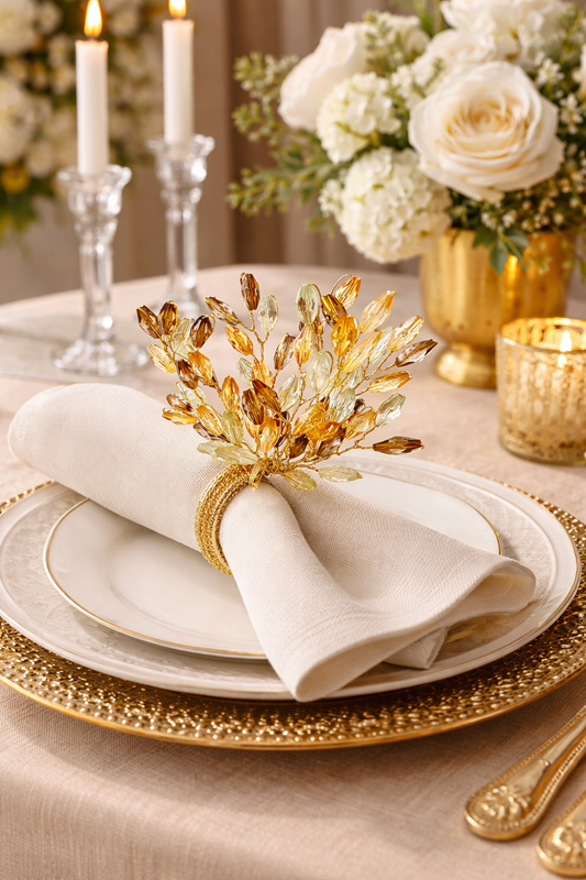 NR0174 - Yellow Beaded Flower Napkin Ring