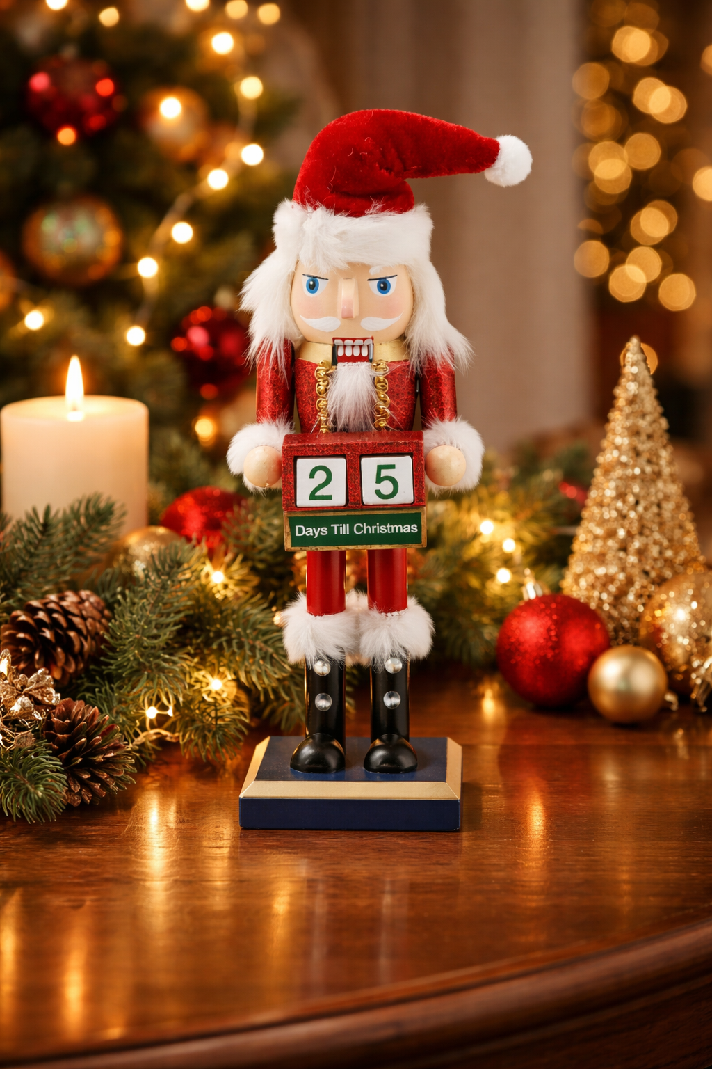 XD604 - 10" Advent Calendar Red Wooden Nutcracker