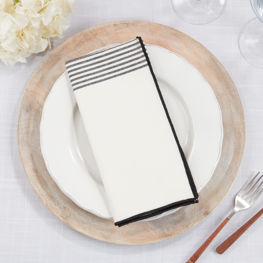 2079 - Black Stripe White 20" Cotton Cloth Napkin