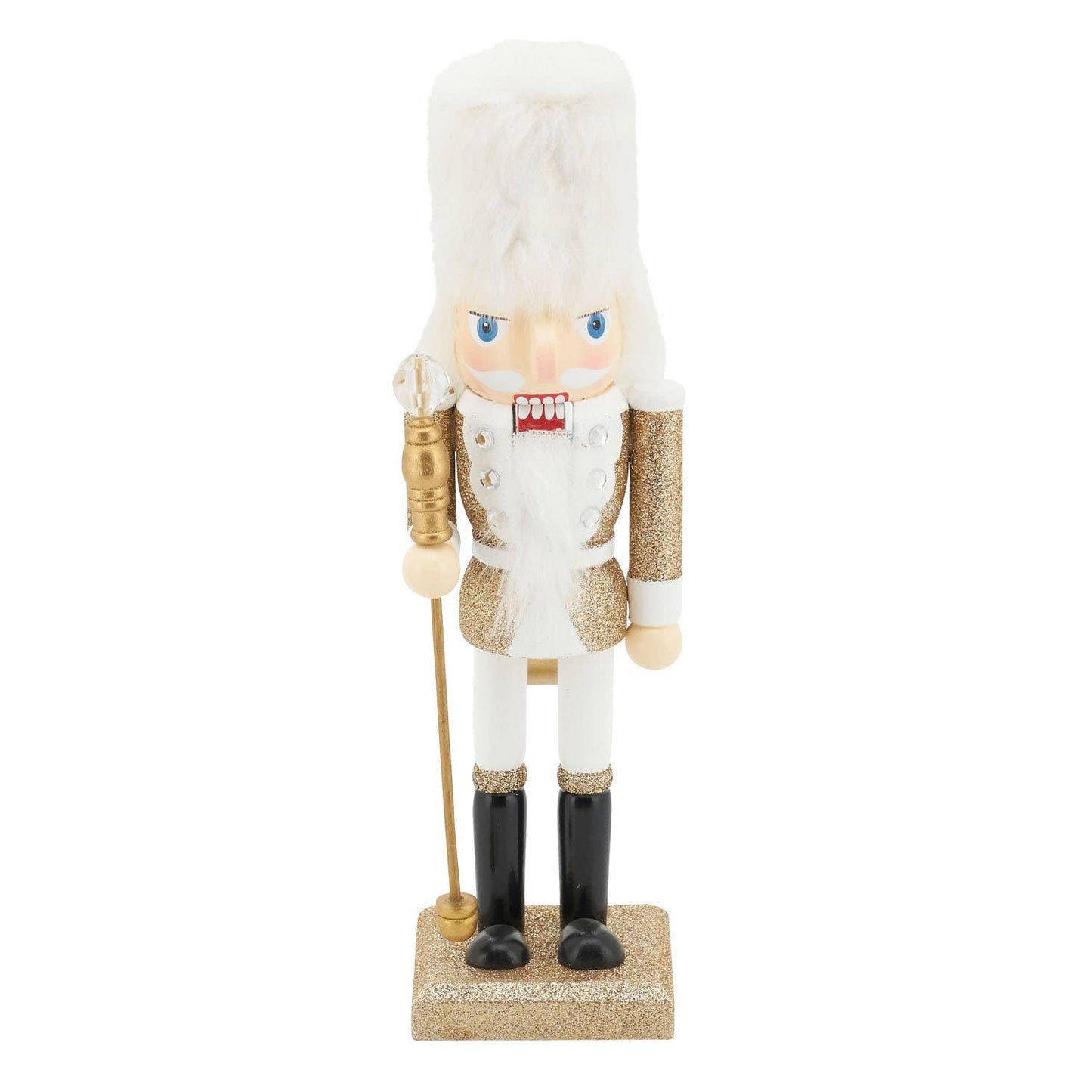 XD598 - 10" Gold-white Soldier Wooden Nutcracker