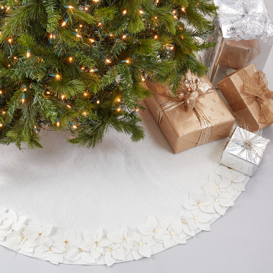 1236 - White Felt Flower 72" Tree Skirt