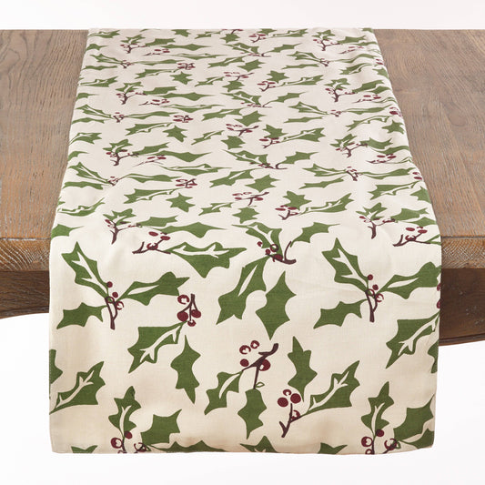 60110 - Cottage Holly Berry 16"X72" Cotton Table Runner