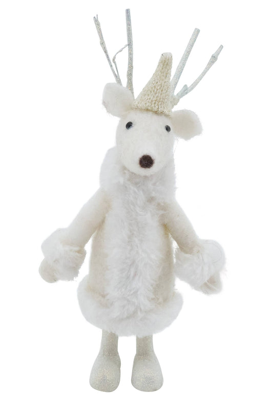 XD113 - White Handcrafted Standing 8.5" Reindeer Figurine