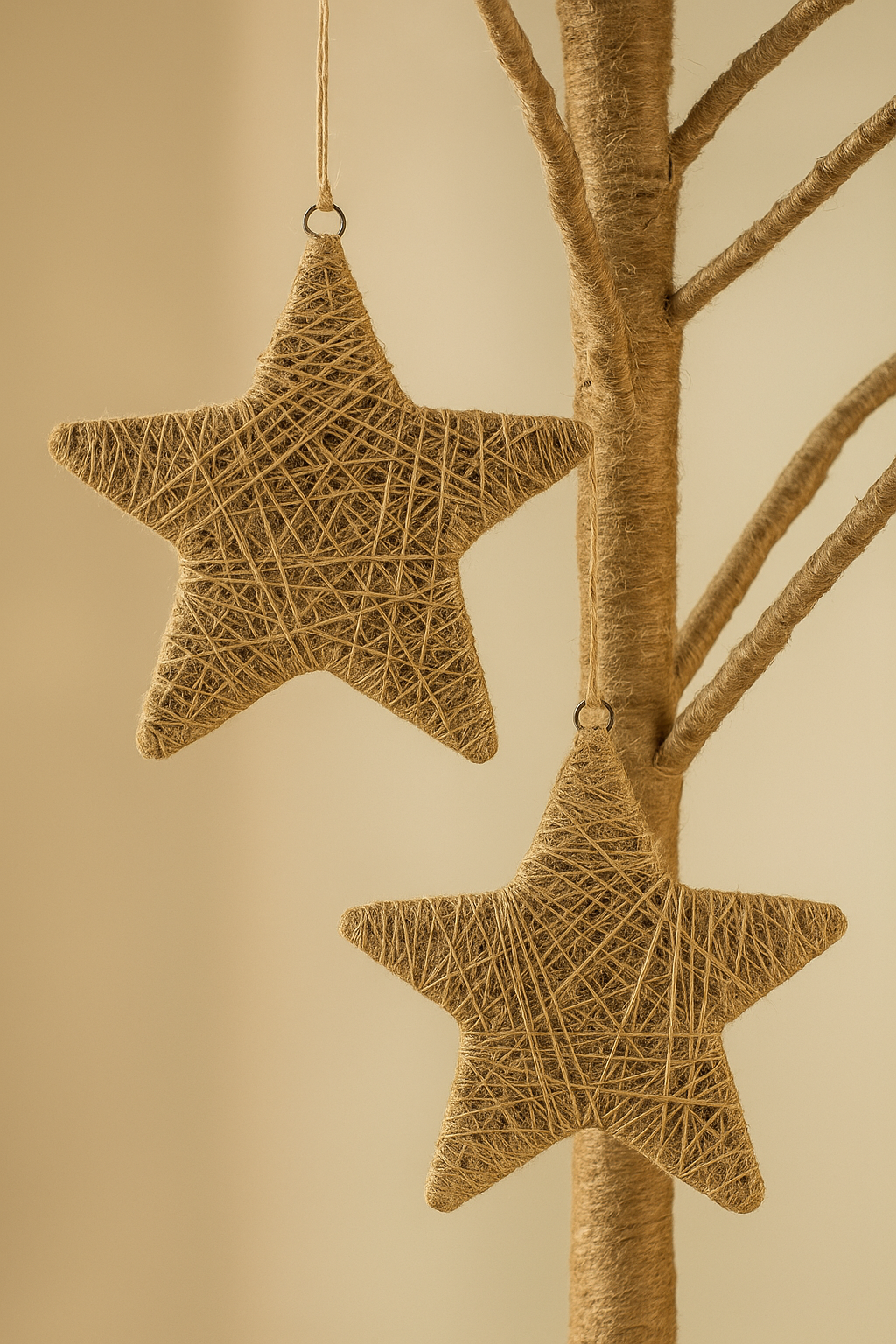 XD445 - Natural Burlap Twine 6" Star Ornament