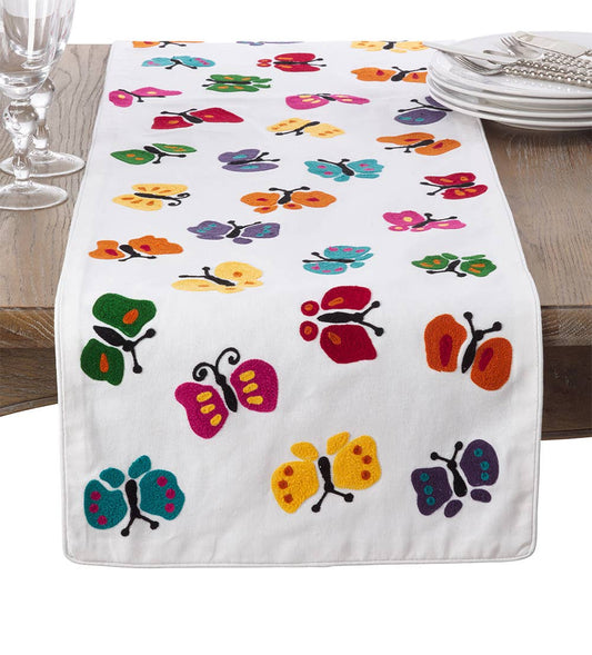 791 - Embroidered Butterfly Cotton 16"x72" Table Runner