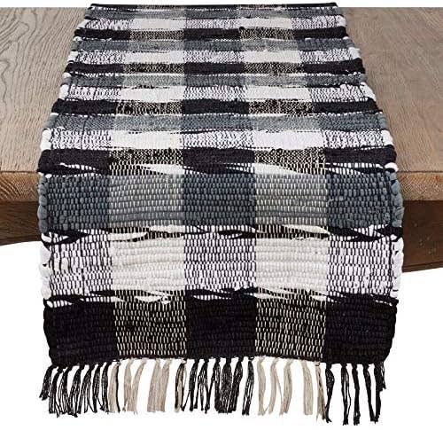 6270 - Rustic Checkered Chindi Cotton 16"X72" Table Runner