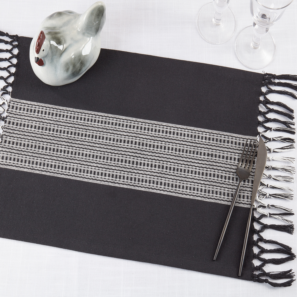 365 - Black Striped Cotton 14"x20" Placemat