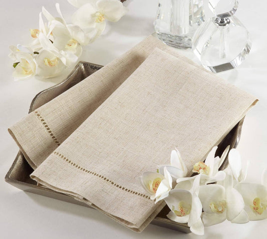 512 - Natural Hemstitch Linen Blend Guest Towel – 14" x 22"